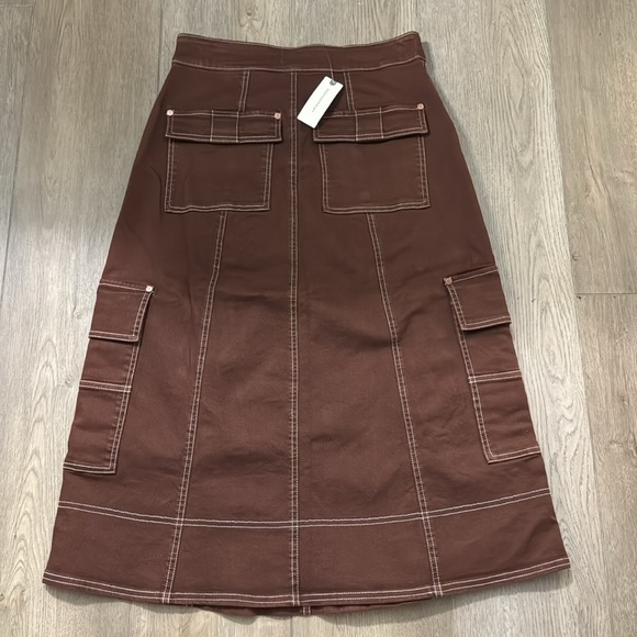 NWT! Anthropologie Wine Pilcro Reworked Utility Midi Skirt - US 4 🏀 - Picture 8 of 8
